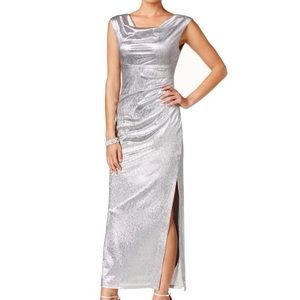 Connected metallic silver dress